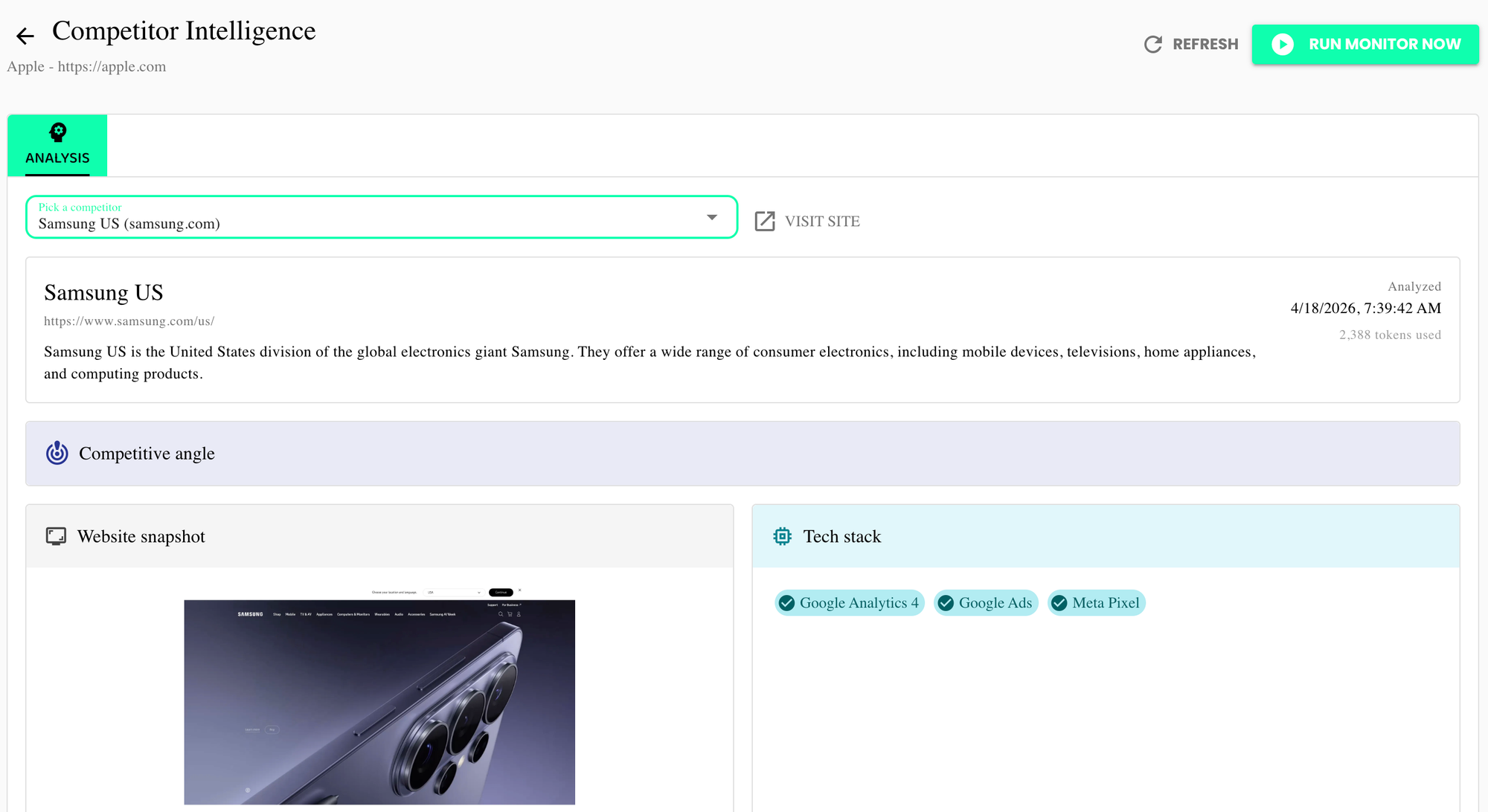 Competitor Intelligence screenshot